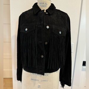 Brand new fringe leather jacket - Black
